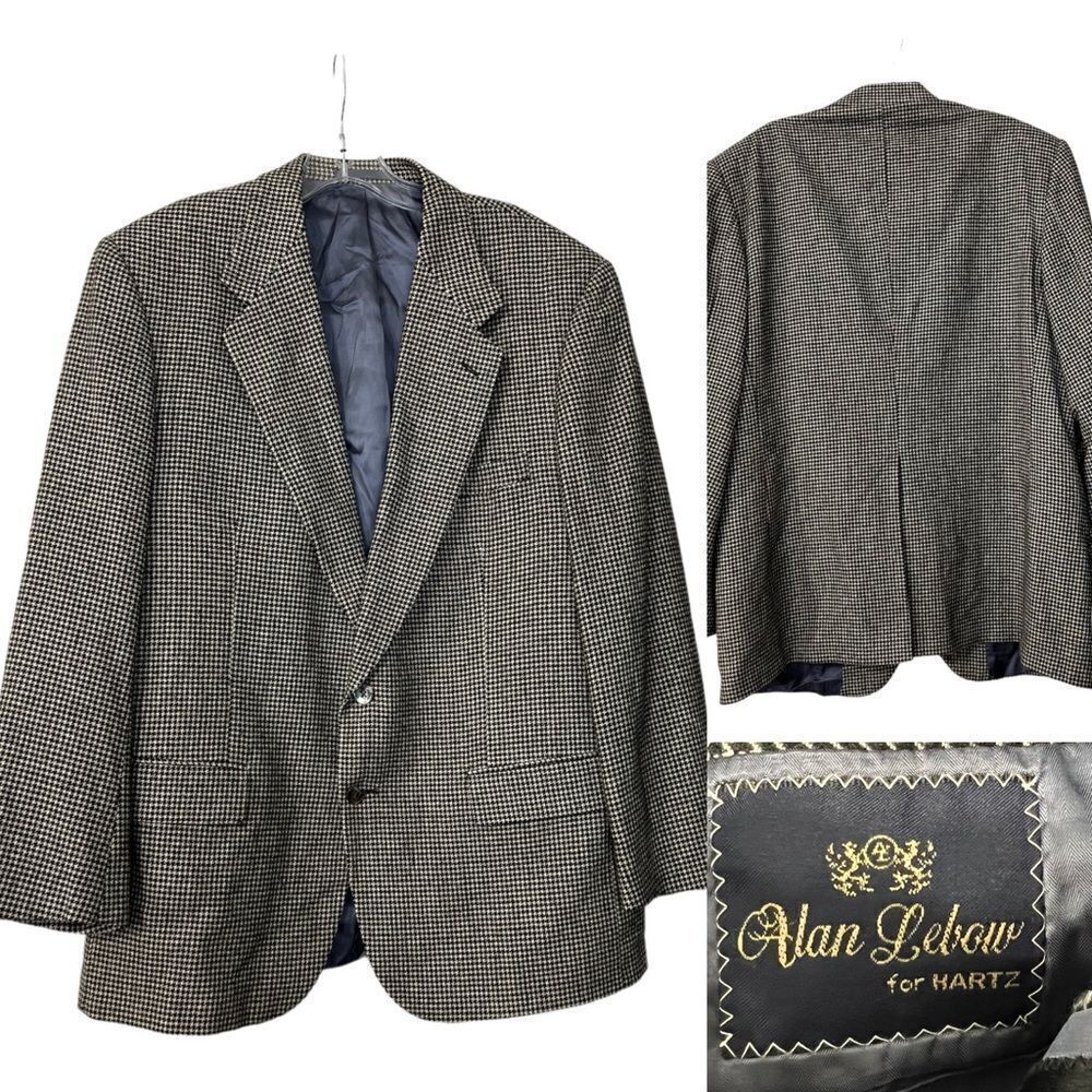 Alan Lebow for Hartz 44/46R superfine 100% cashmere houndstooth print sport coat